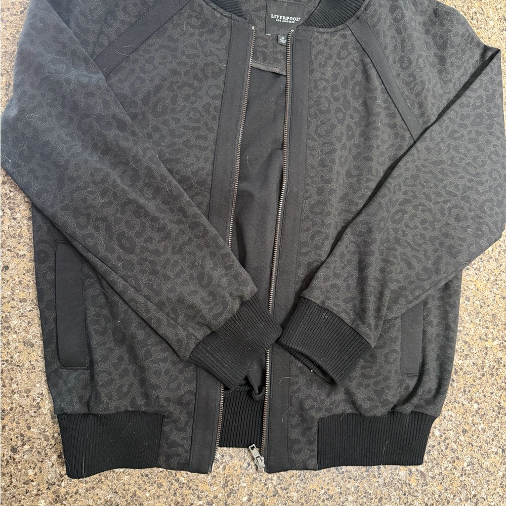Liverpool Black Leopard-Print Bomber Jacket